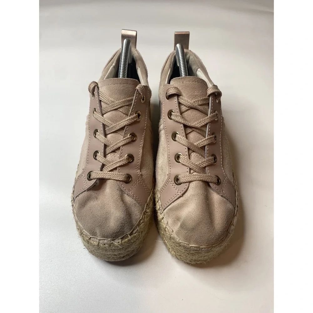 Sam Edelman Carleigh Platform Espadrille Pink Blush Sneaker Size 7.5M Suede